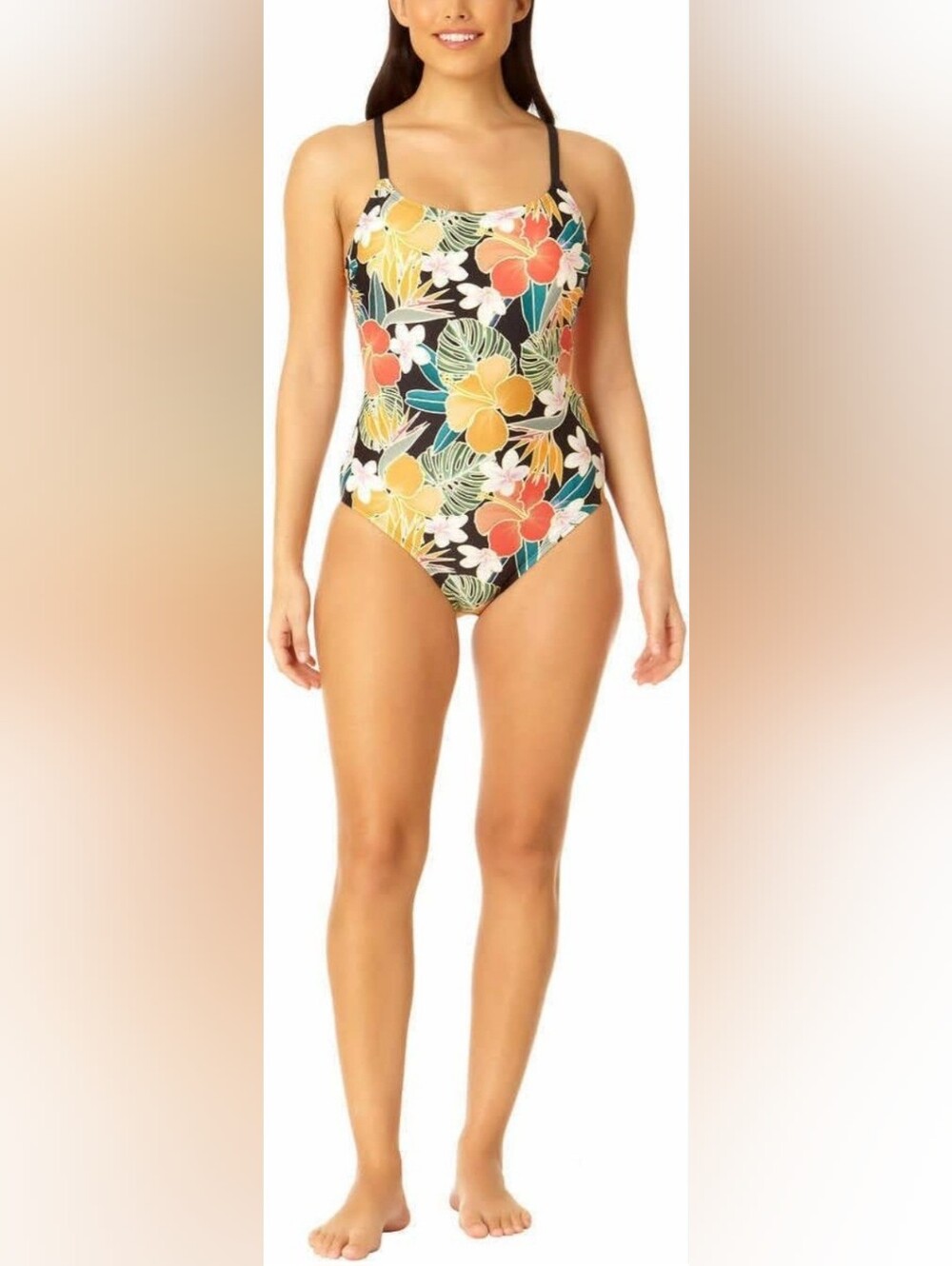 Hurley Black Multi Floral One-Piece Swimsuit NWT.